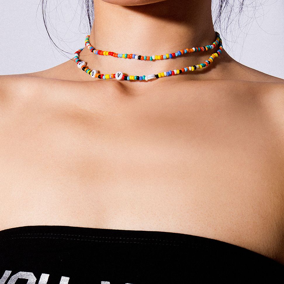 Boho naturel Conch Shell Pendentif Coloré Perles Choker Déclaration Bib Collier