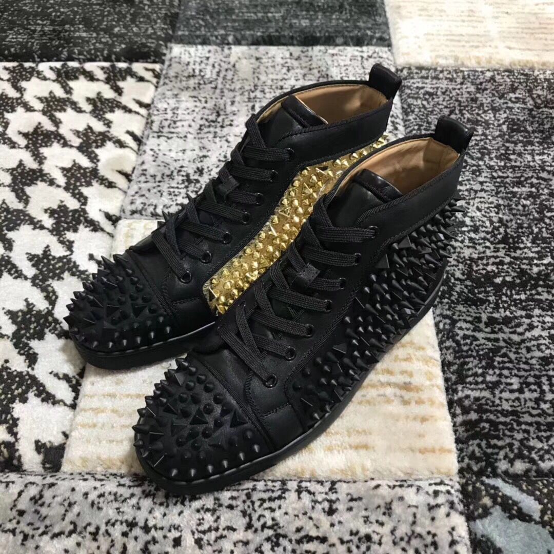 gold red bottom sneakers