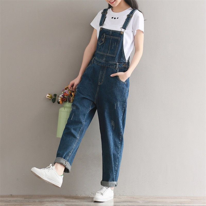 loose overalls casual ripped jeans