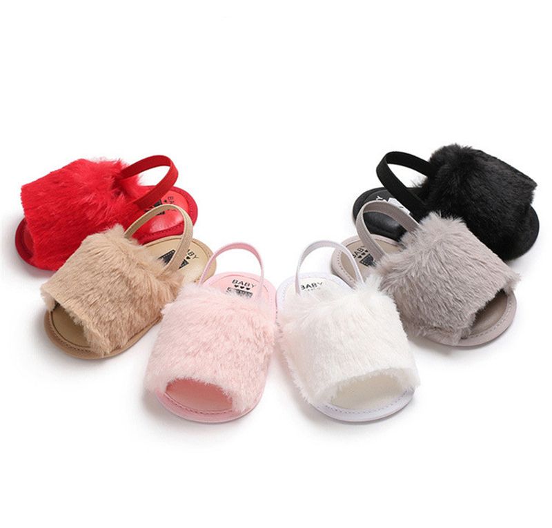 girls fur sandals