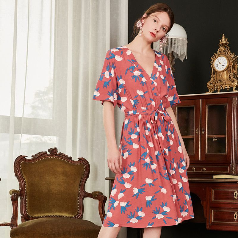 cherry wrap around dress