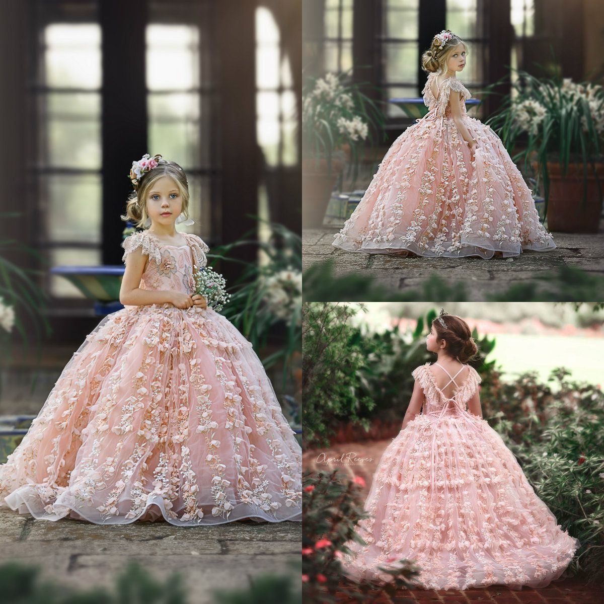 Flower Girls Bridesmaid Lace Dress Kids Birthday Pageant Easter Wedding Dresses