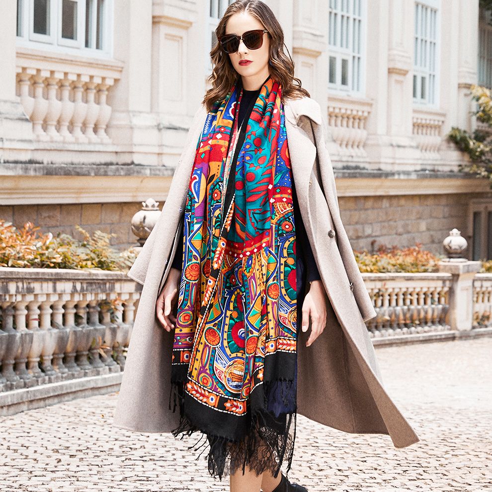 Bufanda Manta de Invierno Para Mujer Tartán Pashmina Larga Bufanda Rectángulo de Cuadros Escoceses de Cachemira para Mujer