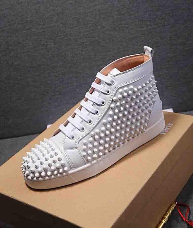 white red bottom sneakers with spikes