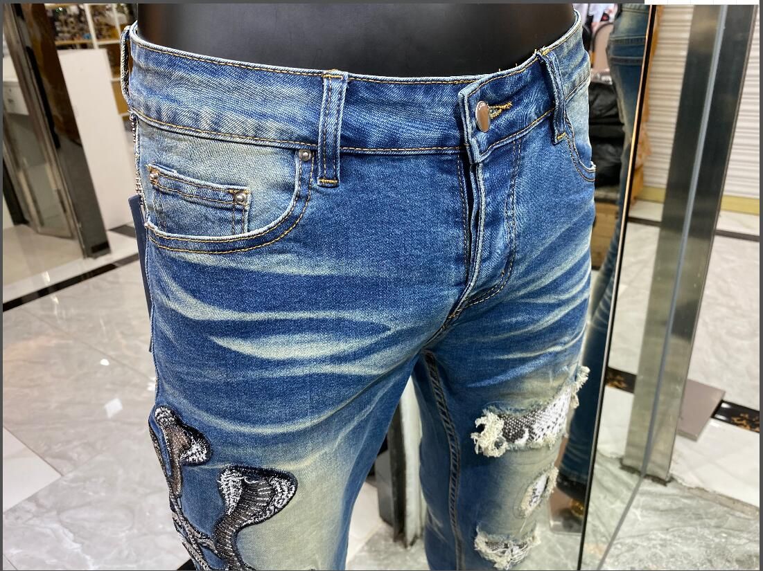 MEJORES vaqueros de hombre de alta calidad raya de la alta calidad de la cremallera