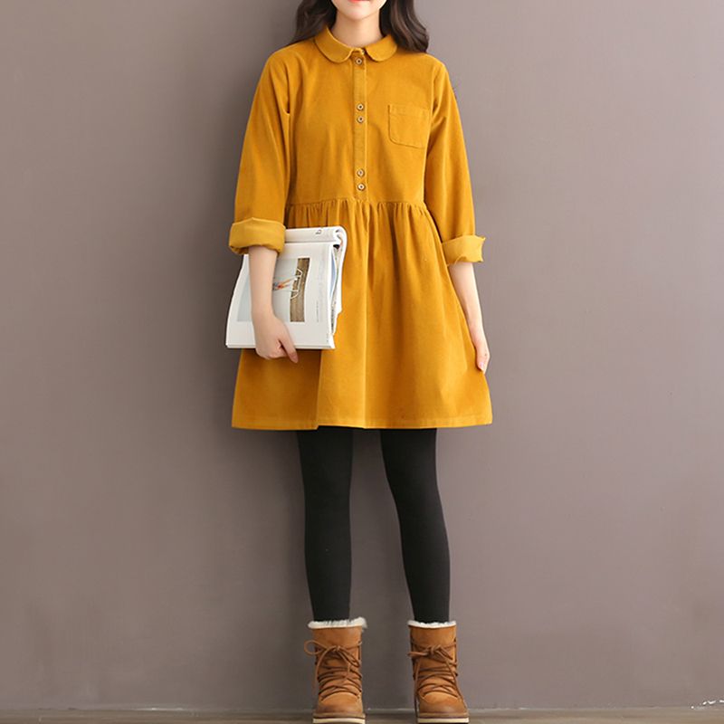 long sleeve corduroy shirt dress