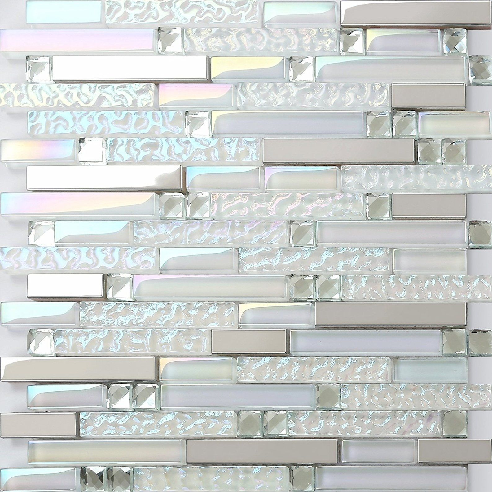 2021 Glass Mosaic Kitchen Tile Backsplash Bathroom Shower Wall Tiles SSMT399 Silver Metal Stainless Steel Mosaic From Sophie Charm