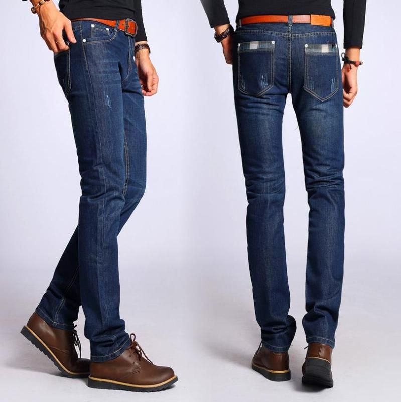 mens slim fit dark blue jeans