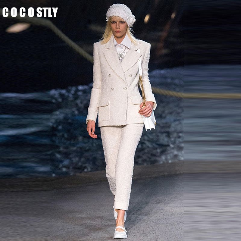 White tweed suit Clearance