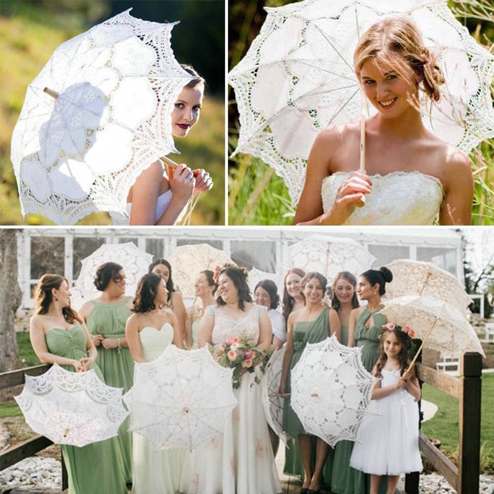 12 Small Lace Parasol Umbrella Wedding Bridal Party Retro Decoration Favors