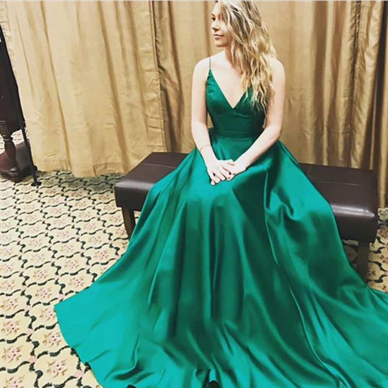 simple emerald green prom dresses