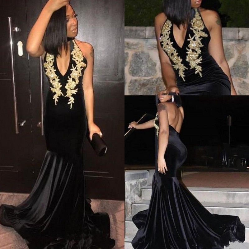 black velvet halter neck dress