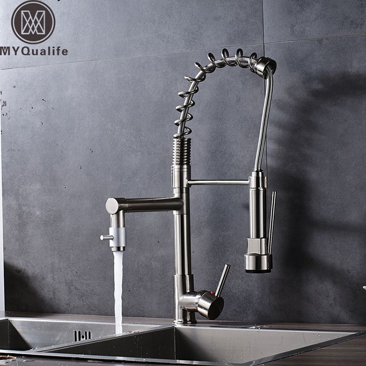2020 Brushed Nickel Water Ridge Kitchen Faucet Double Spout