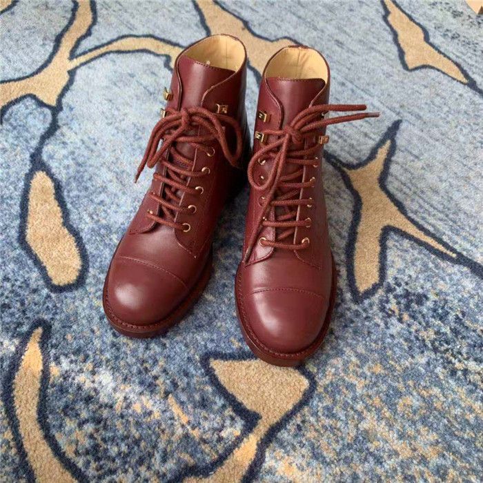 red leather boots flat