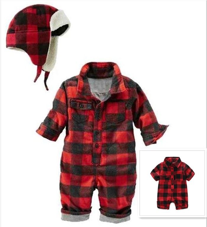 plaid romper baby boy