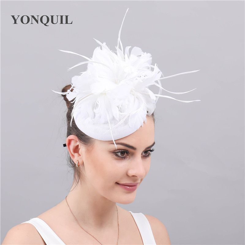 White Feather Fascinator Hat Imitation 