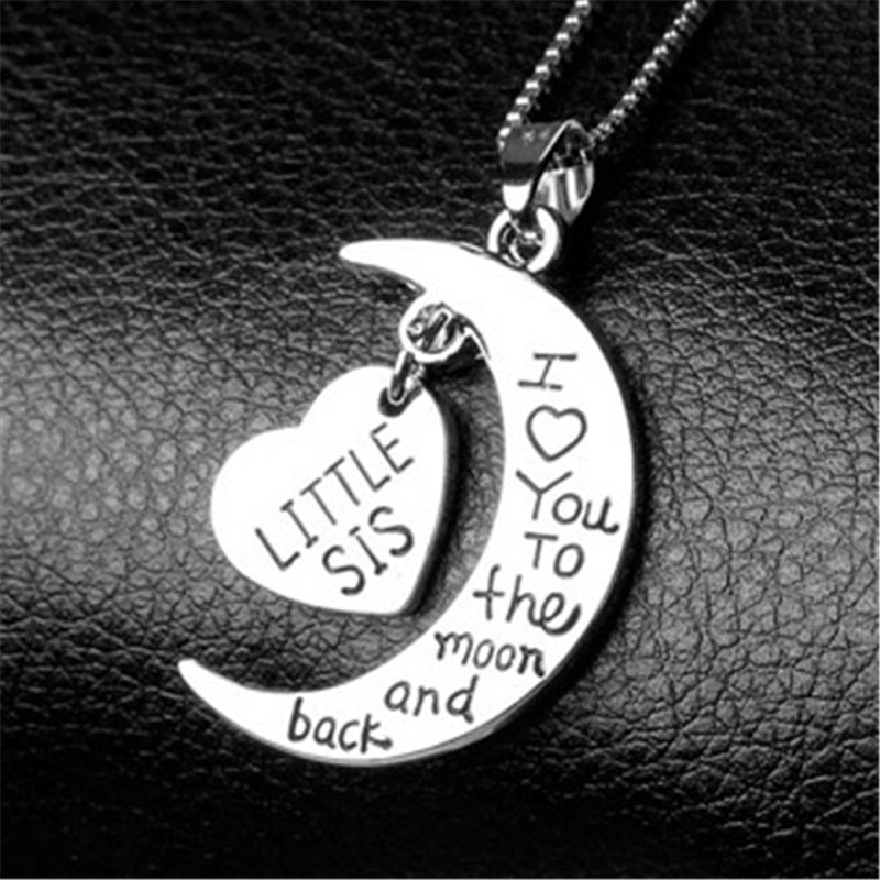 Regalo familiar de Gran hermana media collar colgante para hermanas te quiero hasta la luna