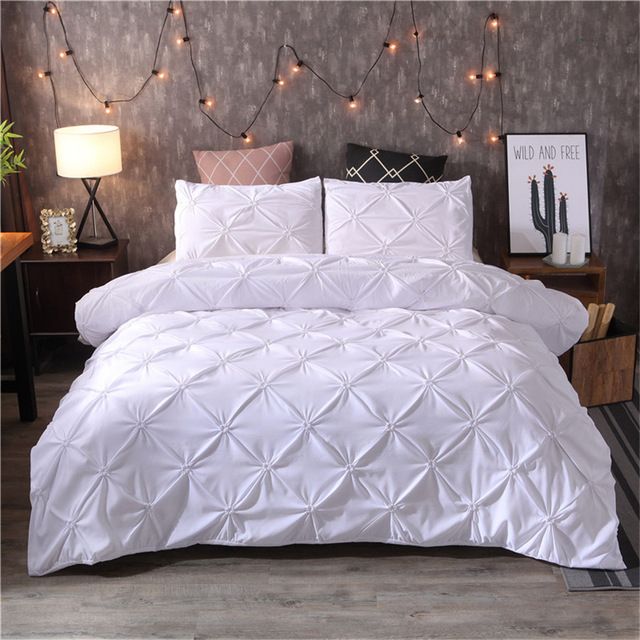 Luxury Duvet Cover Set Queen King Size Pinch Pleat Brief Bedding