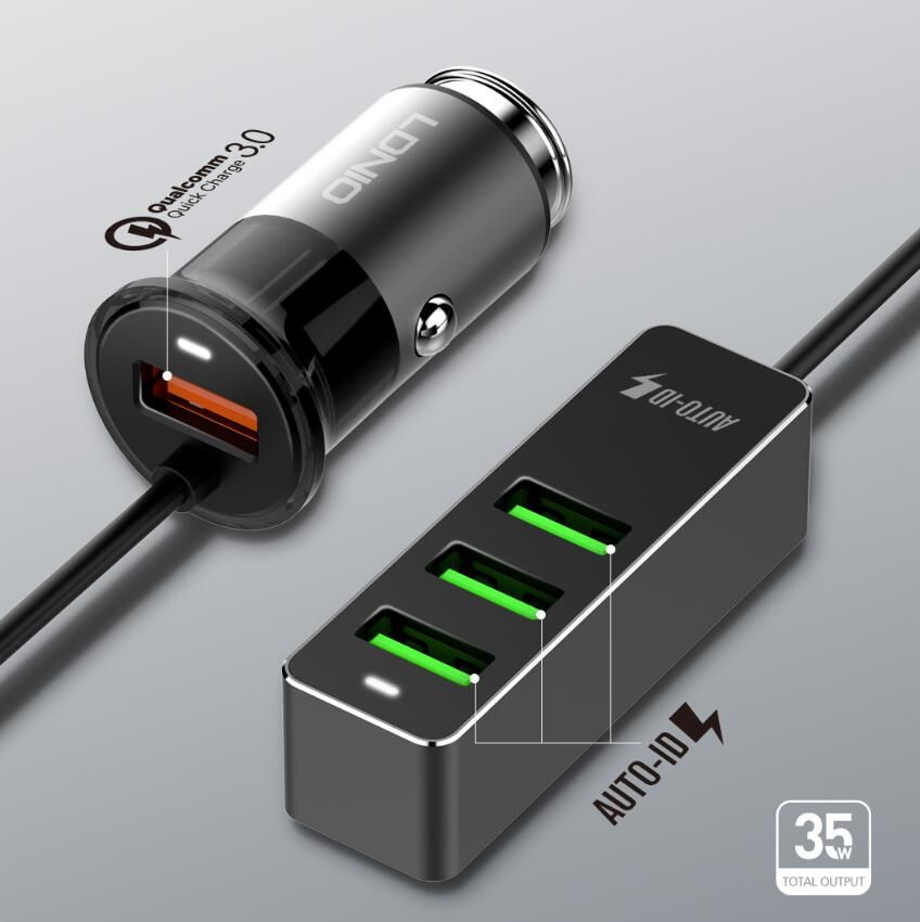 LDNIO 4 puertos QC3.0 RÁPIDO del coche del USB cargador universal USB Fast