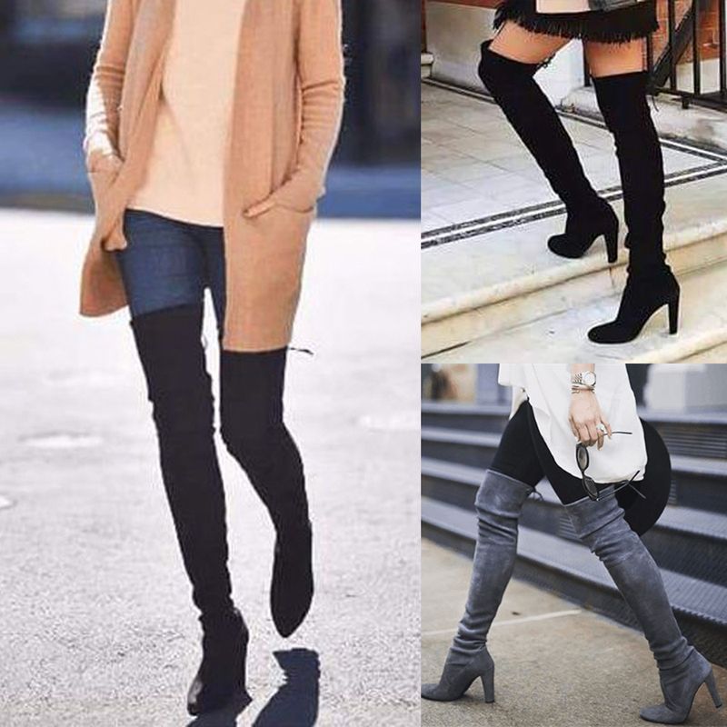 over the knee boots with tie