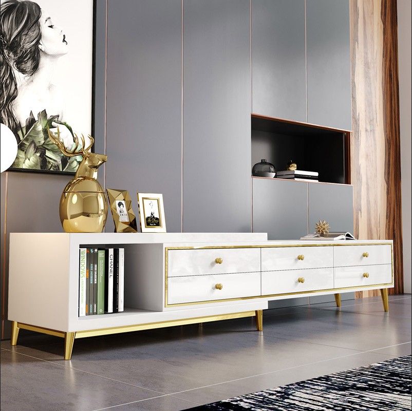 2020 Retractable Tv Cabinet Simple Metal Light Luxury Size Living