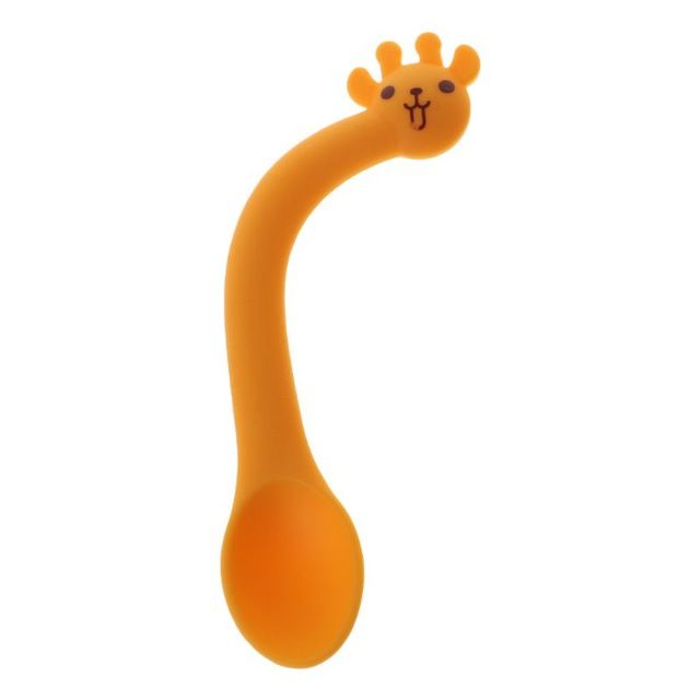 Cute Giraffe Baby Safety Silicone Training Spoon Flatware Feeding Fork Tableware
