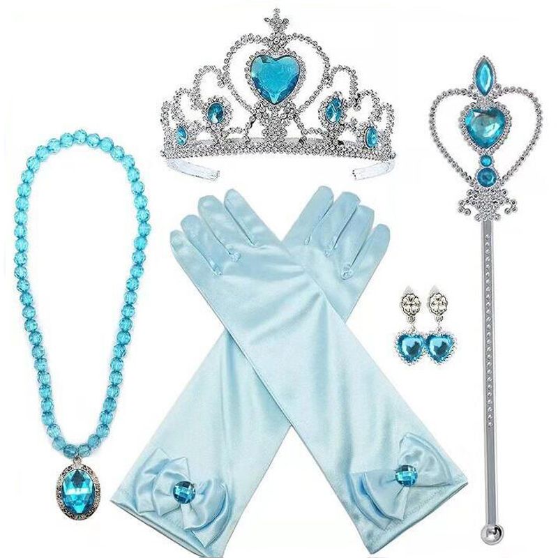 AHLPO 4Pcs Princess Dress Up Accessories, Elsa Dress Up Party Accessories Set For Princess Costume Elsa Tiara Crown Wand Gloves Earring, Gift For Kids Girls Christmas Party Halloween Cosplay
