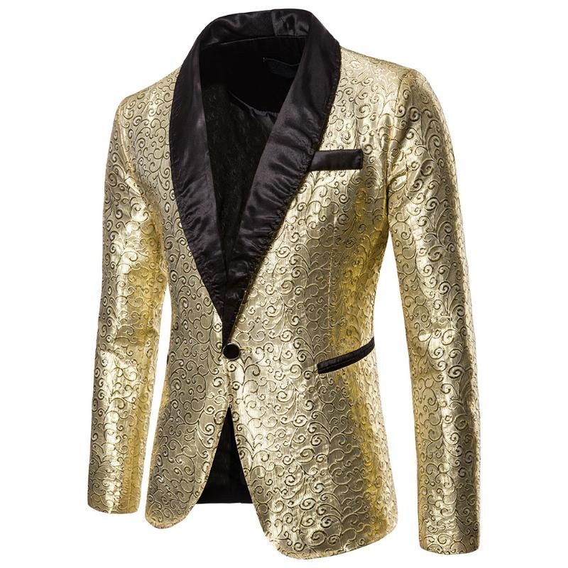 2021 Dihope Shiny Gold Sequin Glitter Blazer Men Jacket DJ Host Single ...