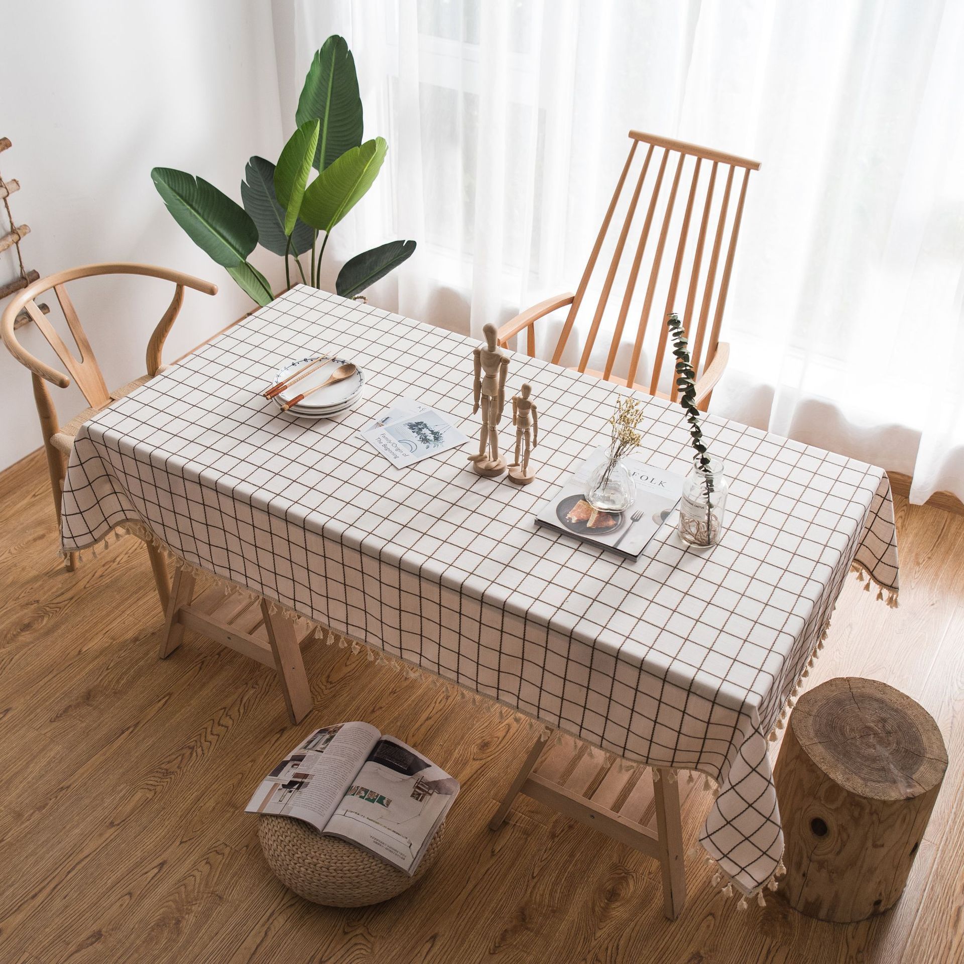 Round Colorful Tassel Table Cloth Cotton Household Garden Dining Tableware