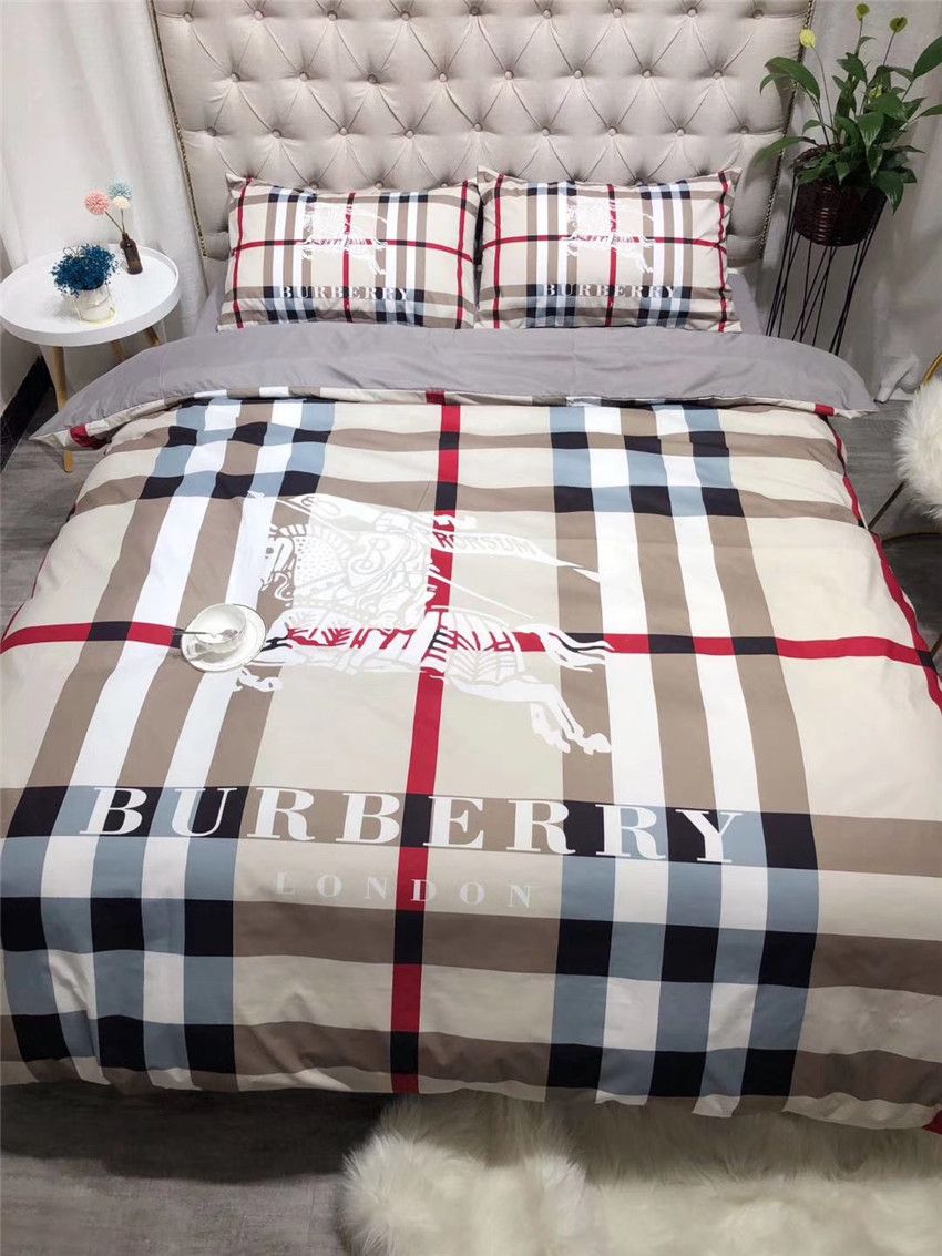 Brand Design Letter Bu Bedding Set Classic Grid Bed Sheets Fashion