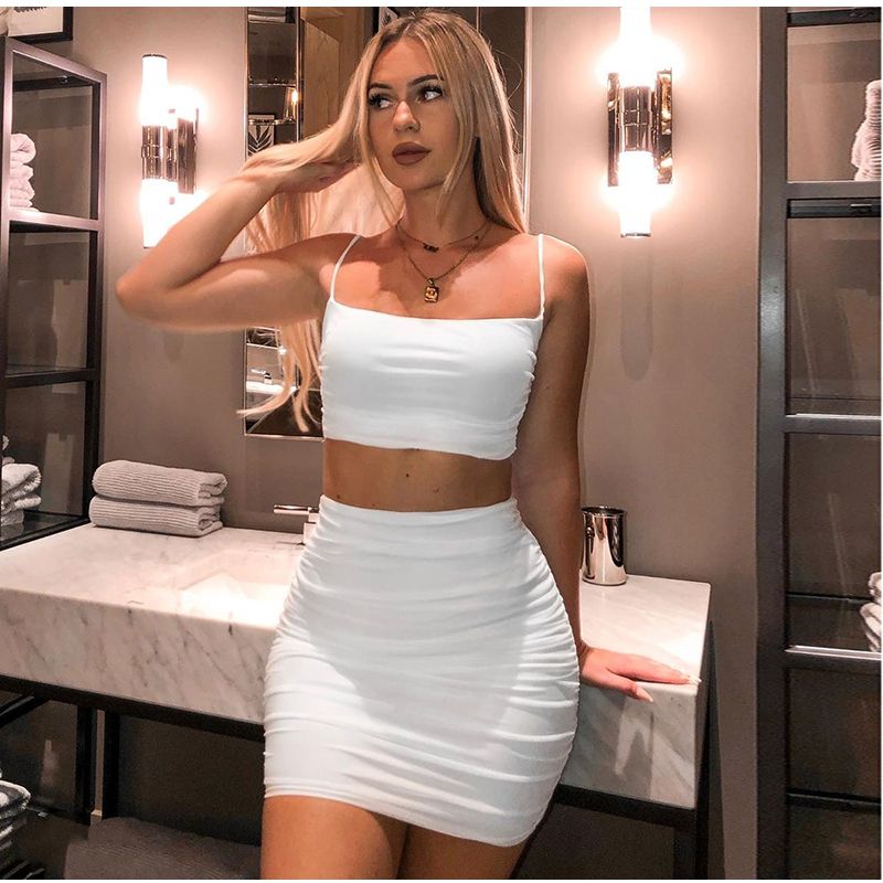 2 piece mini skirt and crop top