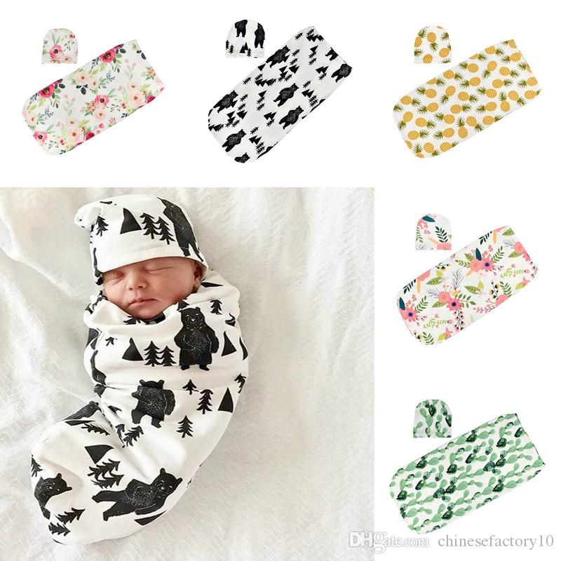 Newborn Baby Infant Cocoon Sack Swaddle Sleeping Bag Blanket Cap Hat Wrap Props 