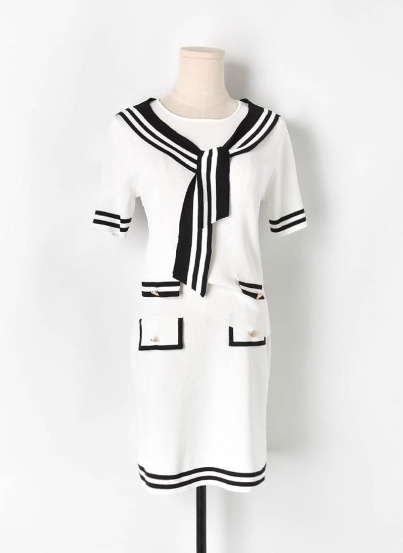 black and white contrast dress