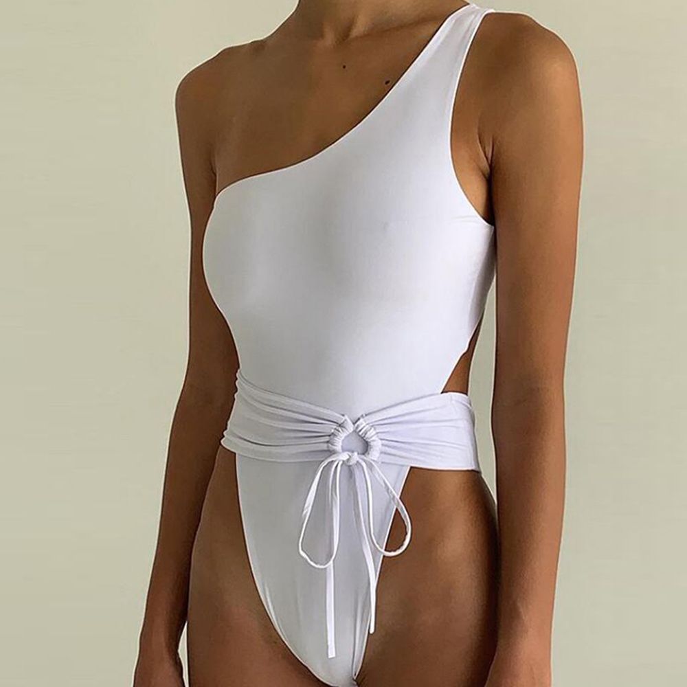 one shoulder padded swimsuit