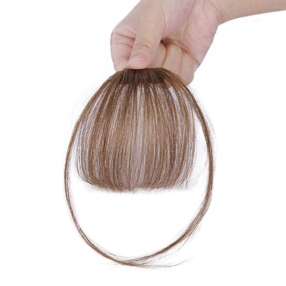 100% Real Human Hair Thin Neat Air Bangs Clip In Korean Fringe Front  Hairpiece Hand Tied MiNi Bangs Fashion Clip-in