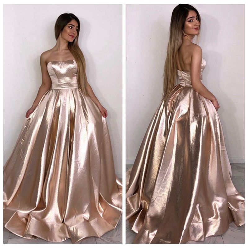 gold shimmer prom dress