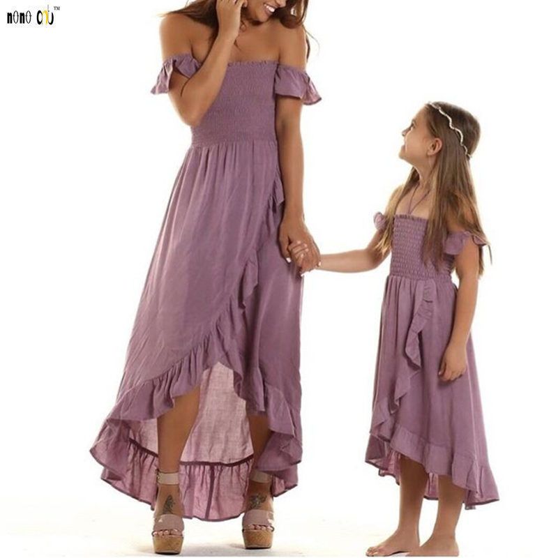 Mother Daughther Dress Off Shoulder Strapless Irregular Ruffles Beach Dresses Family Match Outfits Girl Clothes 3 4 5 6 7 8 Year J190517 Mommy And Daughter Matching Dresses Holiday Family Outfits From Tubi10 11 6 Dhgate Com