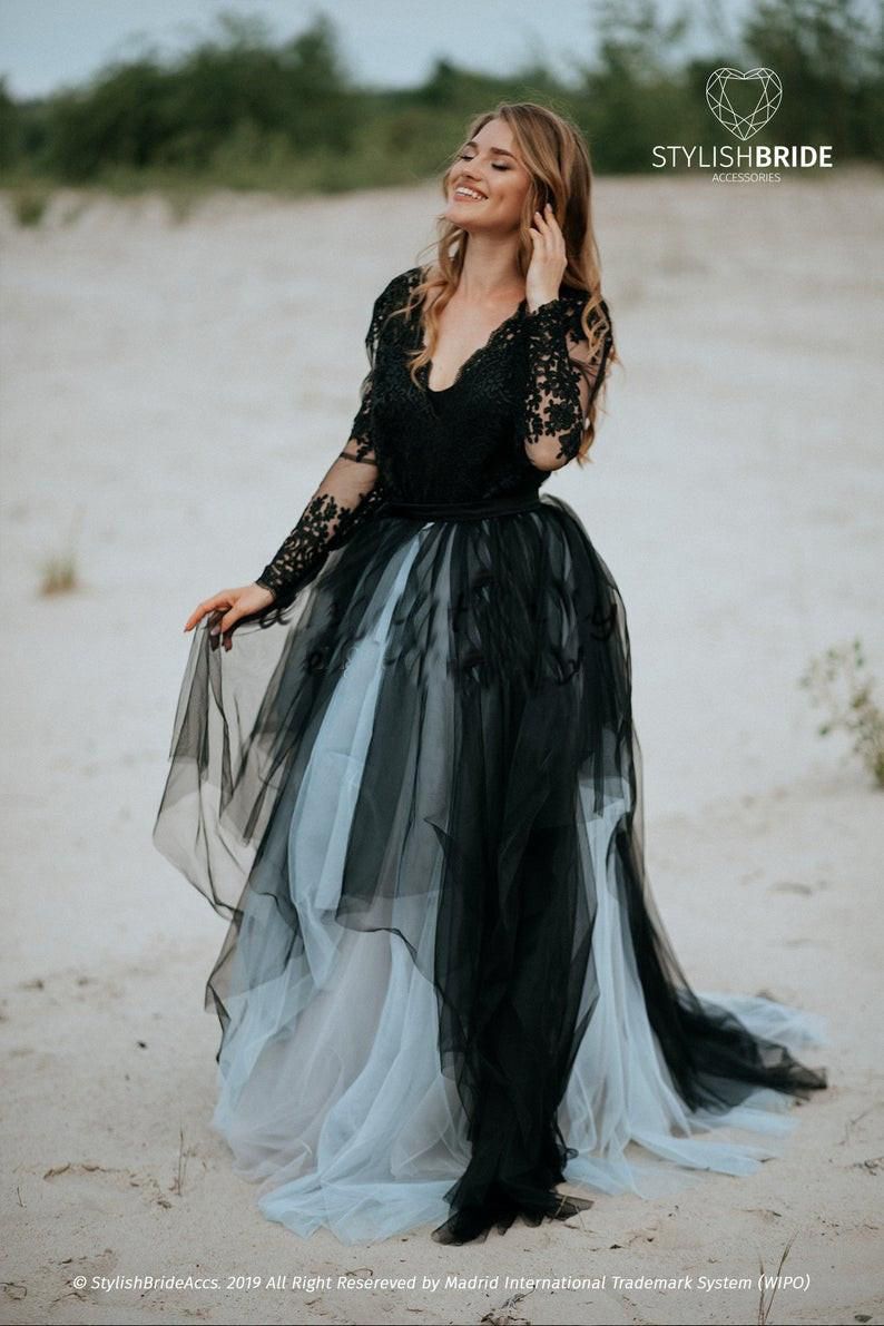 black boho wedding dress