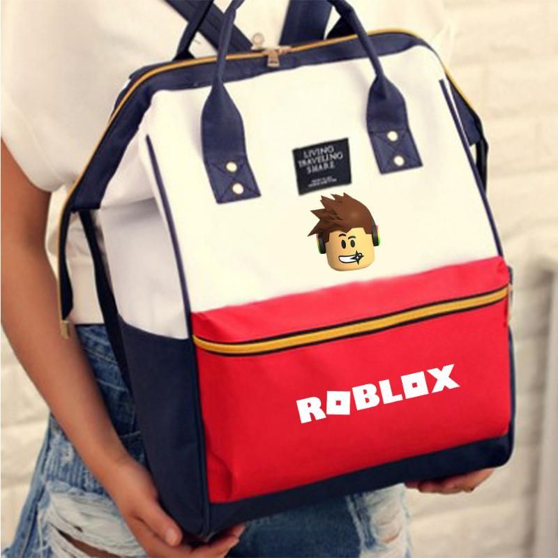 Large Capacity Canvas Backpack Roblox Game School Bags Patchwork