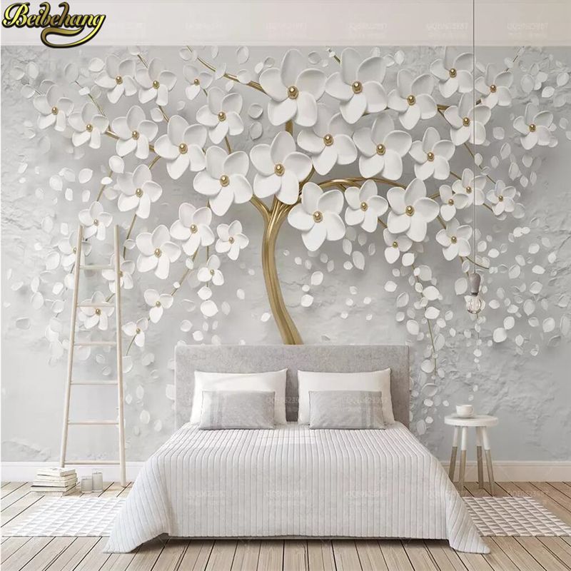 Compre Flor Blanca Personalizada Gran Arbol Foto Mural Papel