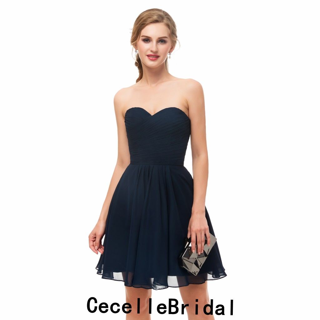 Acquistare Abito Da Cocktail Corto In Chiffon Blu Navy Semplice Vestito Da  Cocktail Corto In Chiffon Increspato Sweetheart Mini Abito Informale Da  Donna Corto Party Party Abito Da Sera Economico | Consegna
