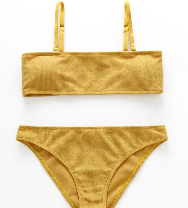 yellow tube top bathing suit