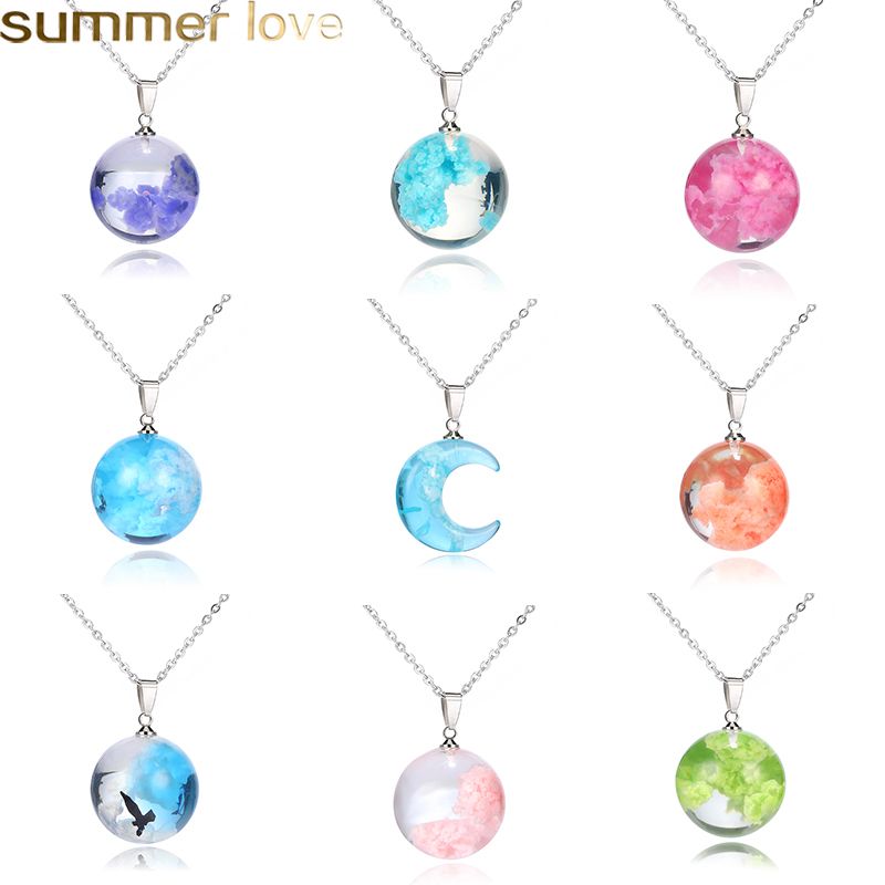 Collar de naturaleza azul nubes del cielo para las mujeres nube de transparente collar