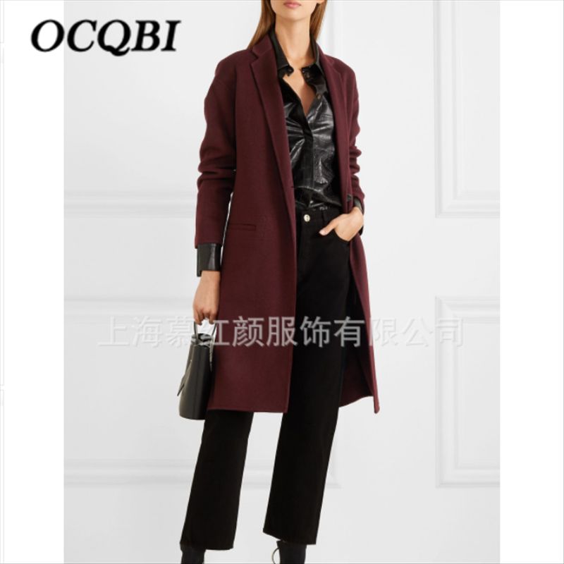 2019 Plus Size Winter Red Cashmere Coat Fashion Elegant Long