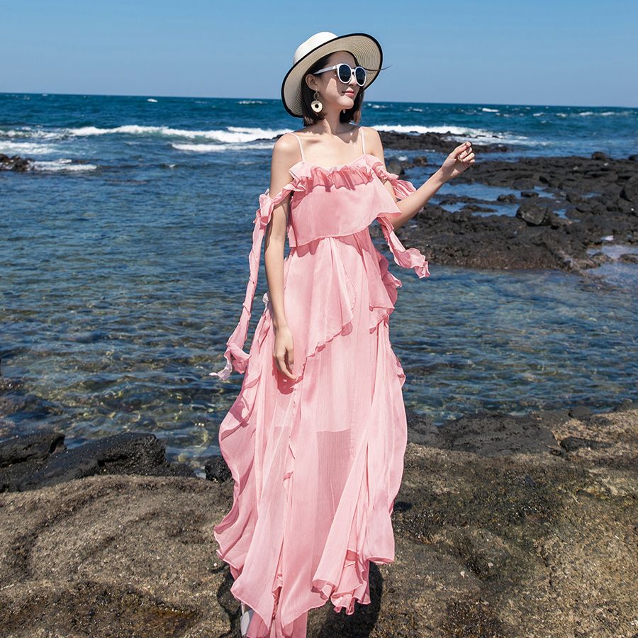 pink chiffon maxi