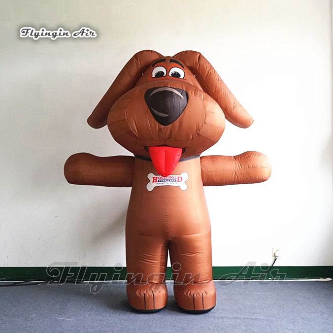 Funny Wearable Walking Inflatable Dog Costume 2m Advertising Puppy Balloon  Blow Up Cartoon Animal Mascot Suit For Events