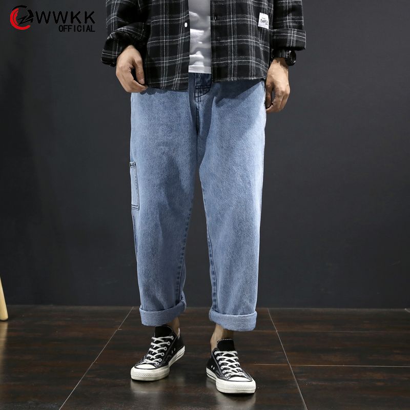 WWKK 2020 Boyfriend Jeans For Men Wide Leg Pants High Waist Jeans Loose Men Denim Pants Male Blue Autumn From Bairi, $39.05 | DHgate.Com
