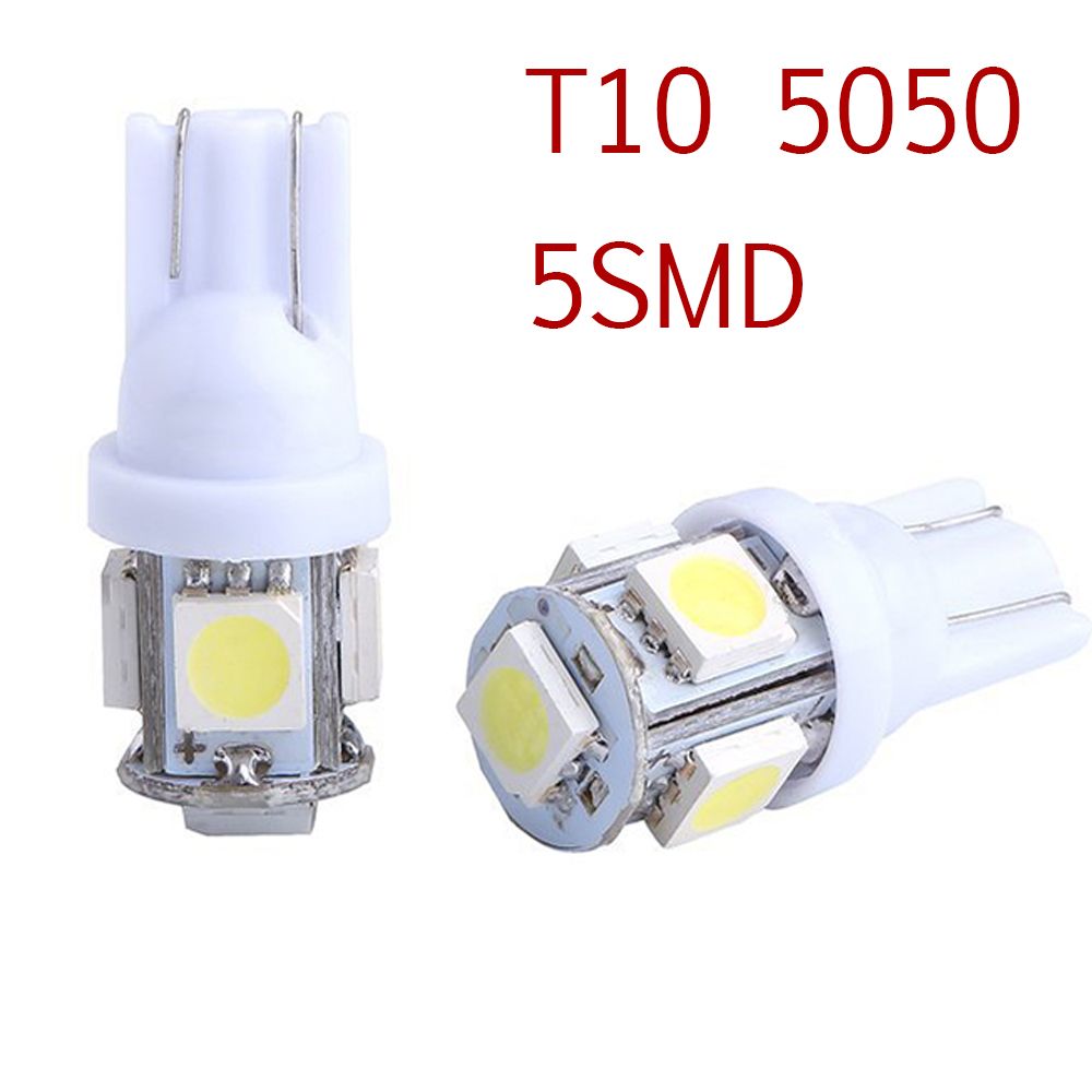 10PCS 12v Super Bright 6000K T10 5050 W5W 5SMD Red 158 168 194 LED Bulbs Hid Kit