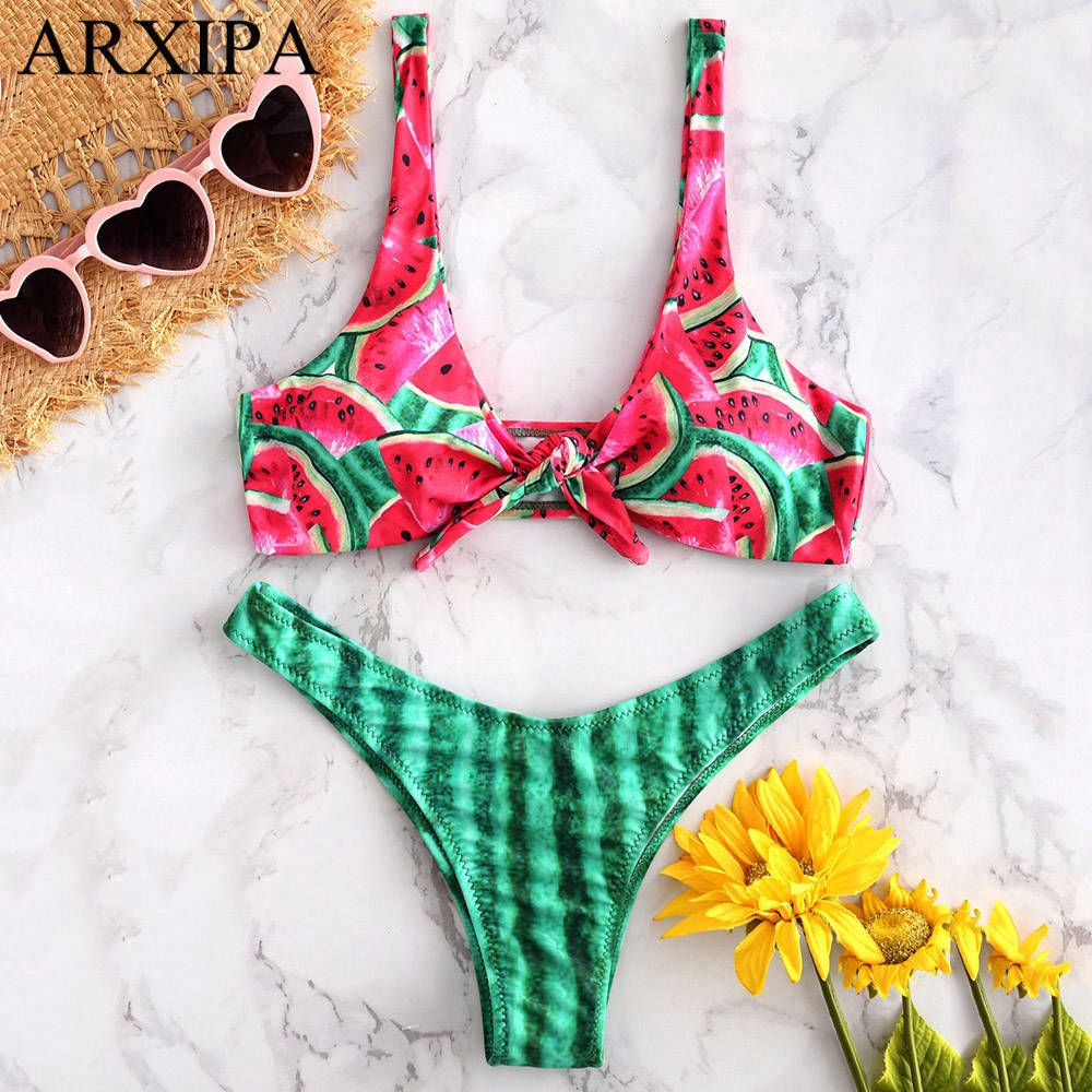 ARXIPA 2019 Sandía Sexy Bikini Conjunto Frente Anudado De Baño Tanga Traje Brasileño Acolchado Dos Piezas Traje De Baño Lindo Nuevo Caliente De 12,17 € | DHgate