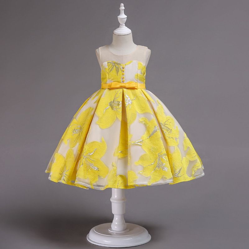 2020 Wholesale Party Wedding Kids Dresses For Girls Pink Blue Yellow